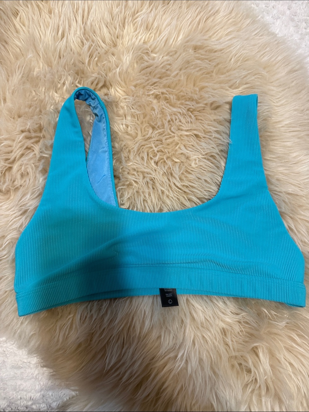 Beach riot Ribbed Scoop Sports Bra in Teal Blue